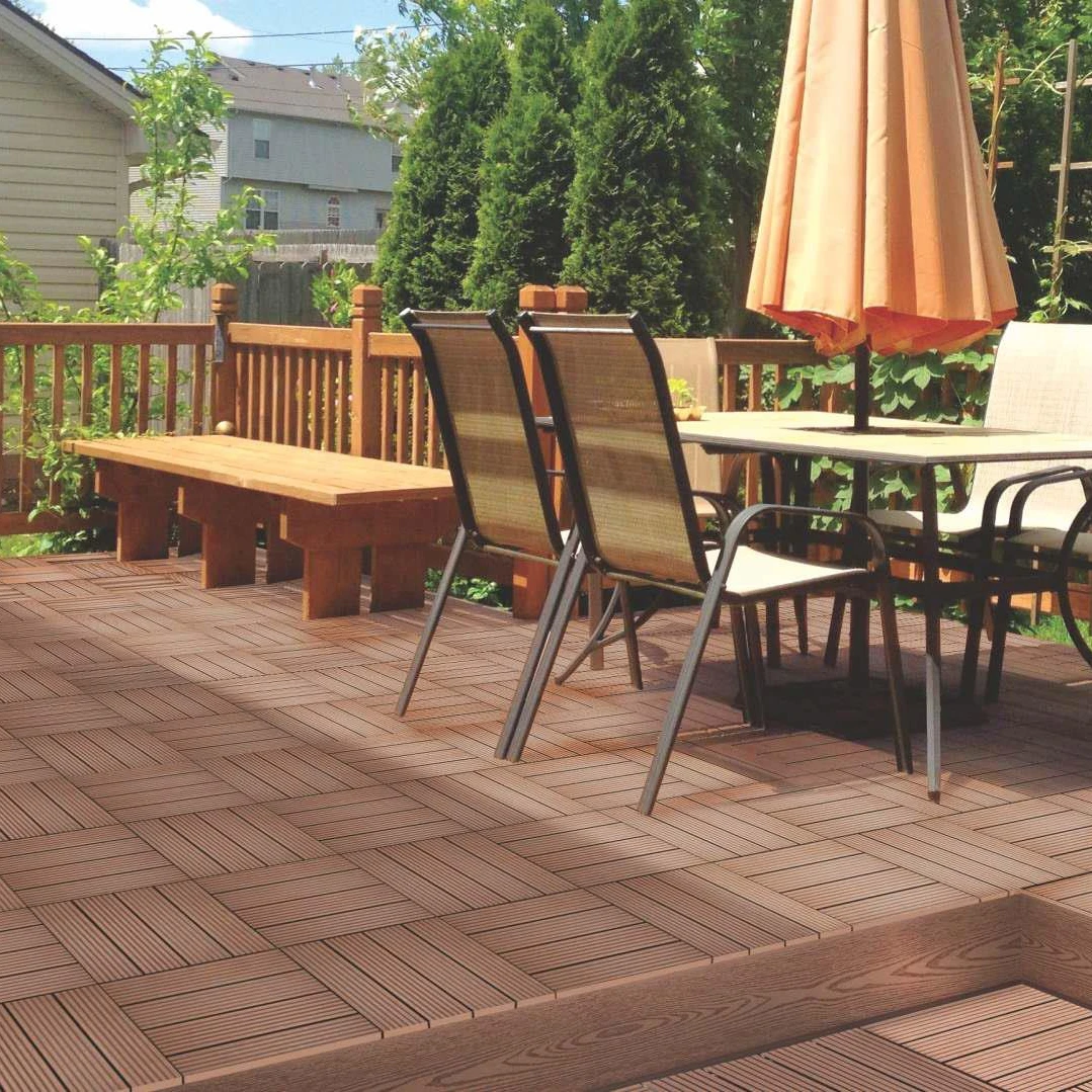 Square Hollow Plastic Wood Composite Flooring 3d Grain Embossed Wpc Outdoor Garden Decking Easy Install Tile