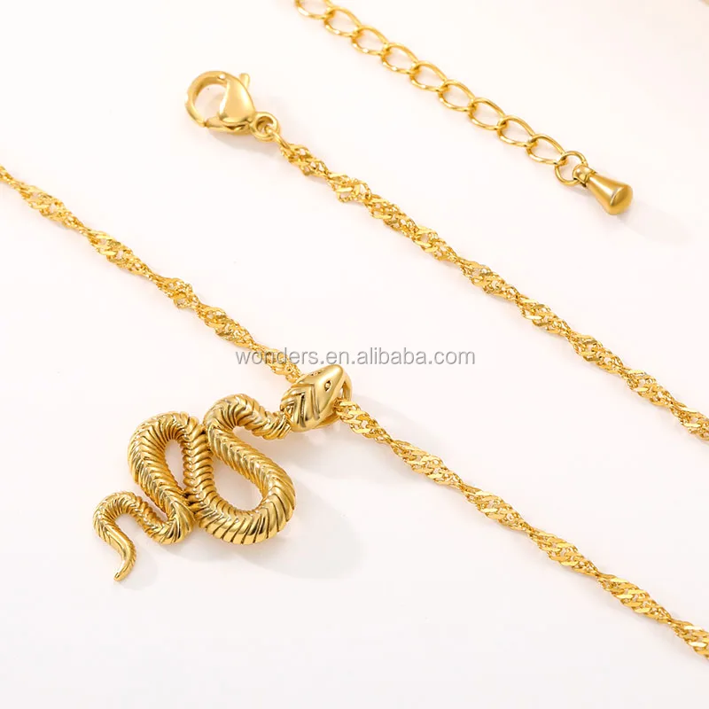 Delicate Snake Necklace Fashion Jewelry Water-Wave Chain Gold Plated