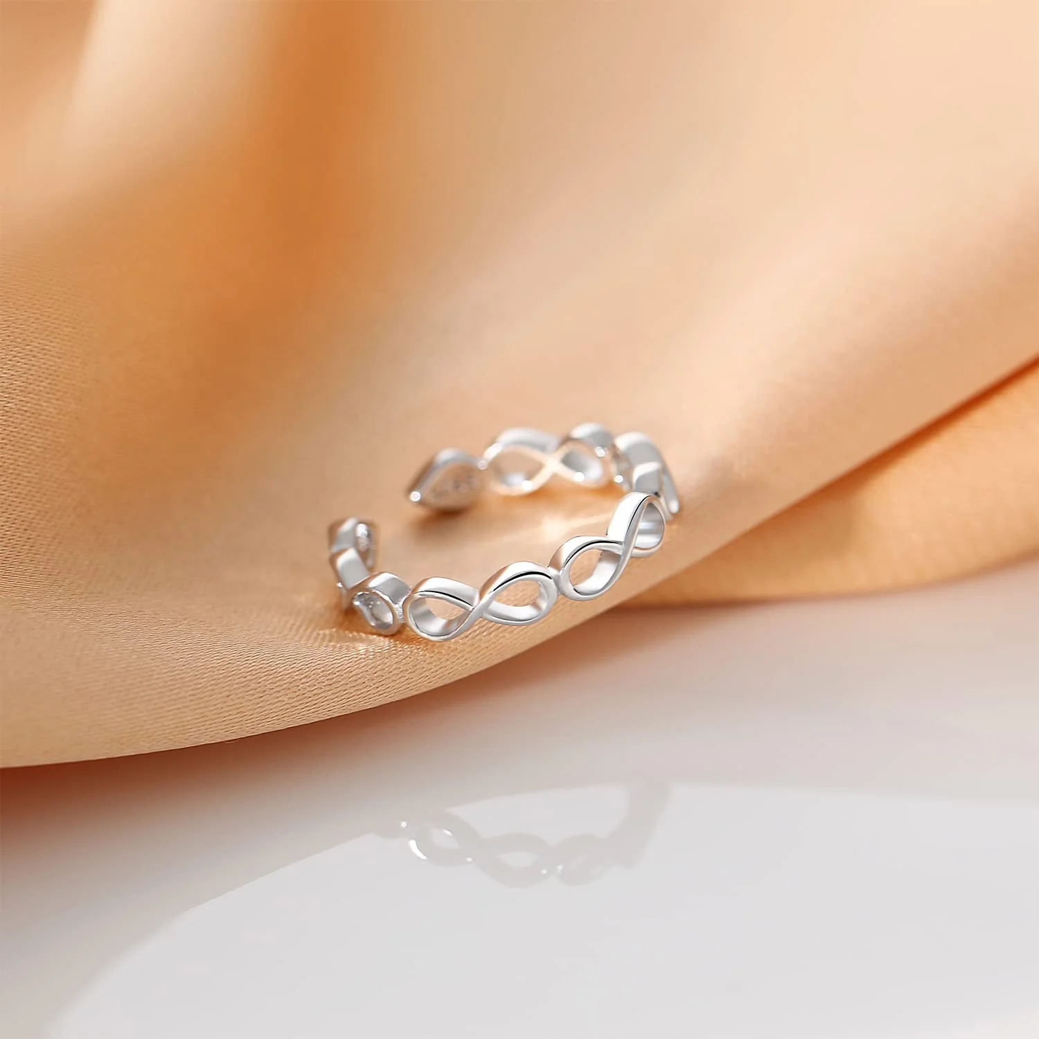 Summer Beach Footwear Women Open Adjustable 925 Sterling Silver Elastic Infinite Toe Rings