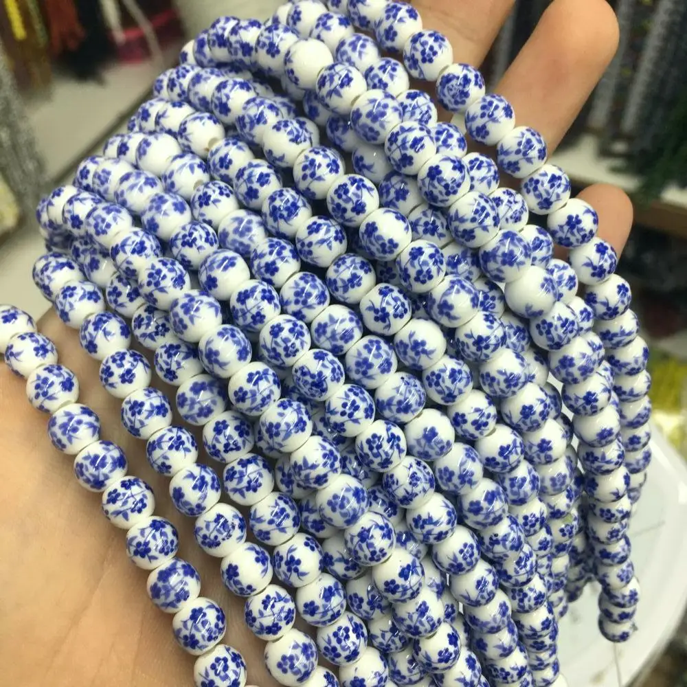 Wholesale Multicolor Ceramics Porcelain Round Beads For Bracelet Making Loose Glass Ceramics Beads Crystal DIY Beads