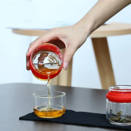 Wholesale Glass Travel Tea Set Portable Bag with Two Glass Kung Fu Tea cups