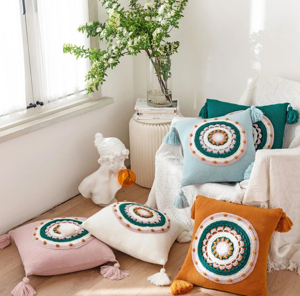 Daisy Flower Floor Pillow For Home Decorative Seating Cushion Velvet Plush Stuffed Toy For a Reading  Bed Room or Watching TV