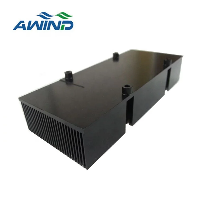 High precision shenzhen CNC machining black aluminum heat sink parts custom power supply heatsinks cooler prices for amplifier