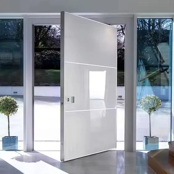 Luxury Design Italian Aluminum Exterior Security Front Modern Entrance Door Black Pivot Doors