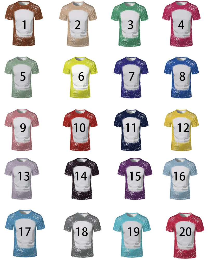 2022 Best Selling Custom Polyester T shirt Tee Bleach T-shirt Bleached Sublimation Blanks Shirts Faux Bleached Shirts