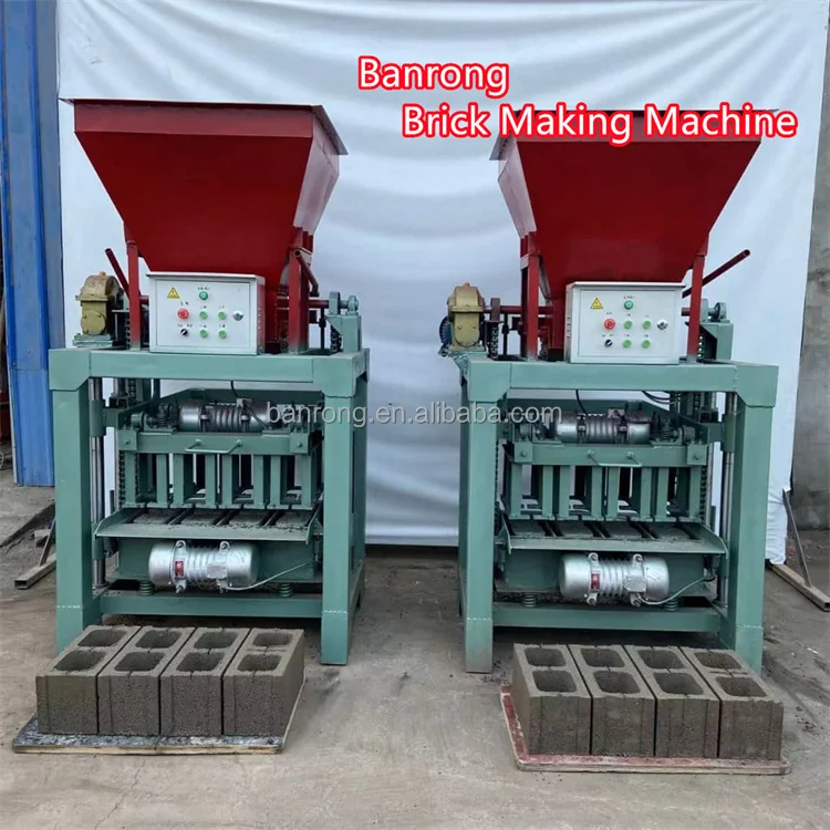 Semi-automatic production line brick making machine BR4-40 concrete cement hollow paver exported to South Sudan