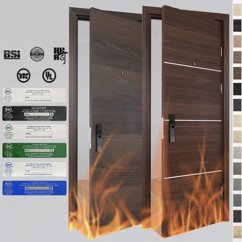 China top factory custom size 36 34 32 30 28 inch doors fire rated apartment hospital wood fire cut door hotel fire cutting door