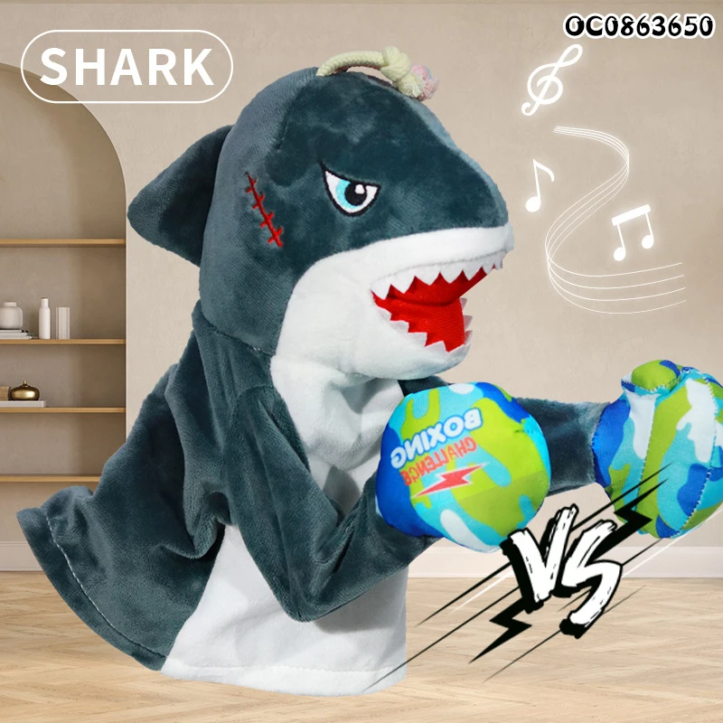 High quality funny boxing battle baby animal plush shark hand puppet kids
