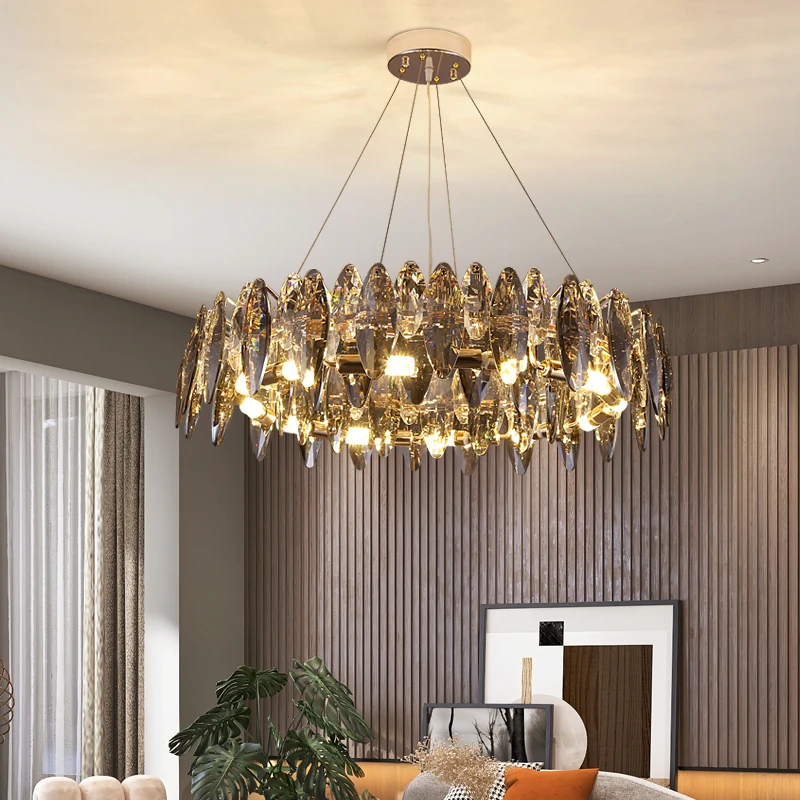 Contemporary Indoor Golden Modern Decorative Hotel Villa Indoor Luxury Crystal LED Chandelier Pendant Light
