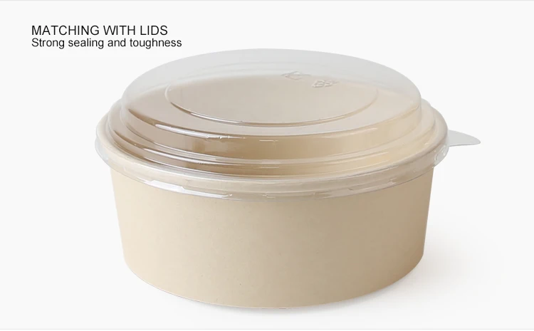 
16oz/25oz/32oz/36oz/42oz/50oz Disposable salad bamboo bowl with plastic lid 