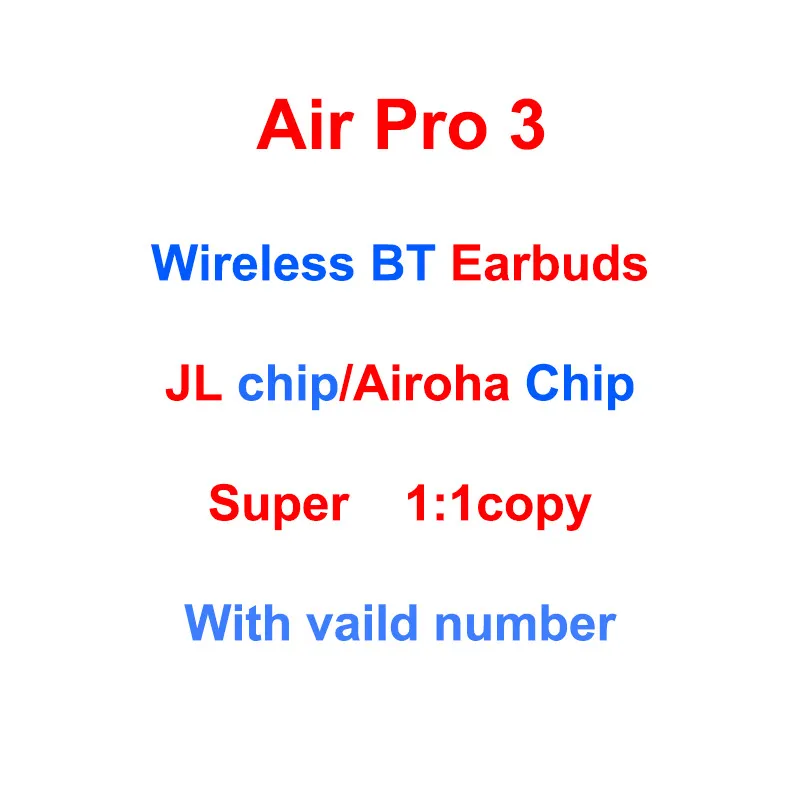 2021 New Original Package Strong Bass Real Serial Number Airoha 1536U 1562A Gen 2 Gen 3 Wireless Earbuds Air 2 Air 3 Airpro