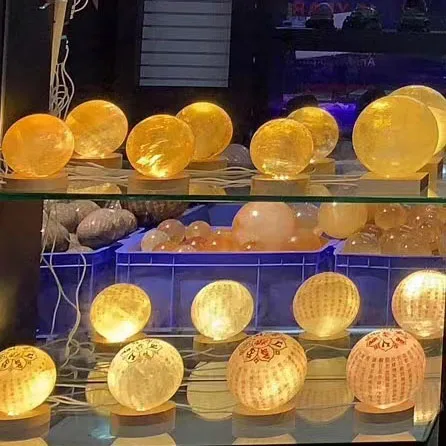 Wholesale  High Quality Crystal Hand Craft Polished Yellow calcite Lamp For Home Office Decor Gift