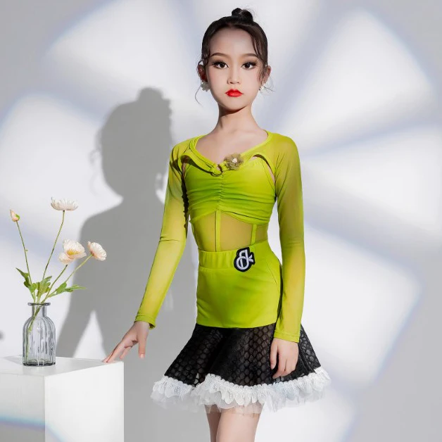 Children girls dress Dance wear Costumes Dress Sets Girl Latin Jazz Costume For Performance and Training