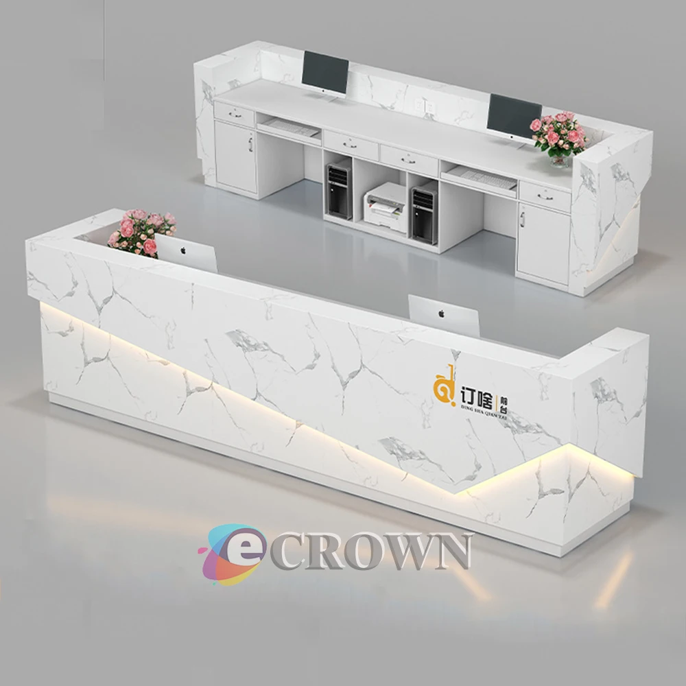 Watch Hot Sale elegant reception Tulle curved design desk Online Store mall store