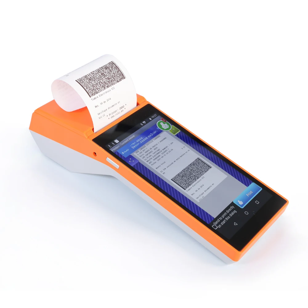5.5 inch  android handheld 4g mobile pos systems with thermal printer
