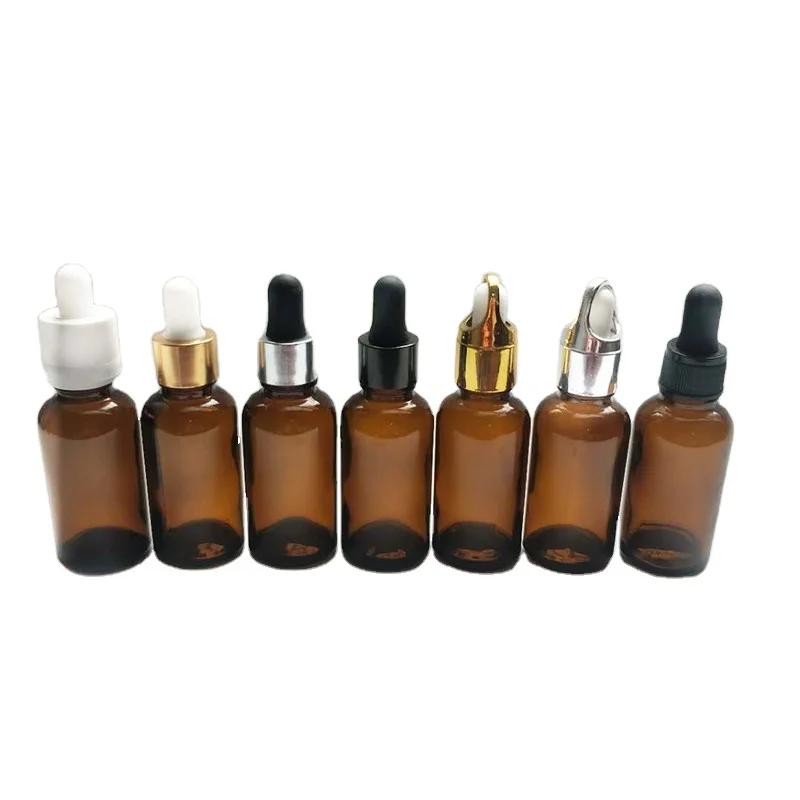 30ml Brown Amber Essential Oil Glass bottle with Plastic Separate Gropper Pipette