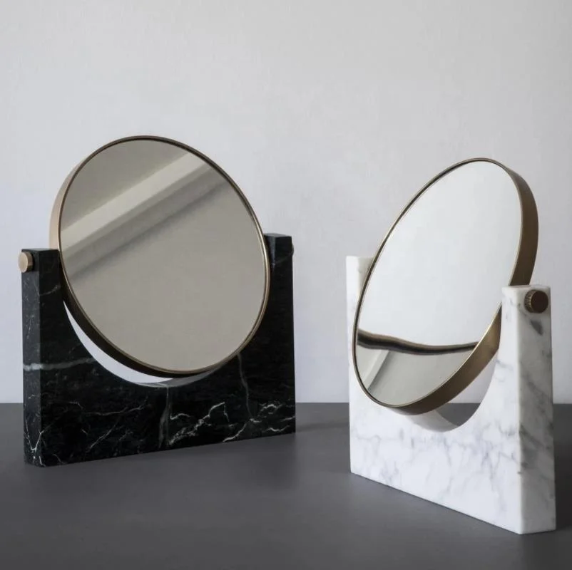 Dresser Table Marble Makeup Mirror stand-up and wall-mounted marble mirror