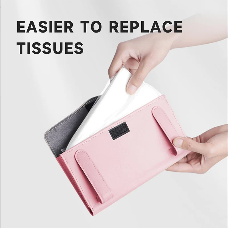 2 Pack Car Tissue Holder Pu Leather Backseat Tissue Case Holder Sun Visor Napkin Tissue Box Holder for Car