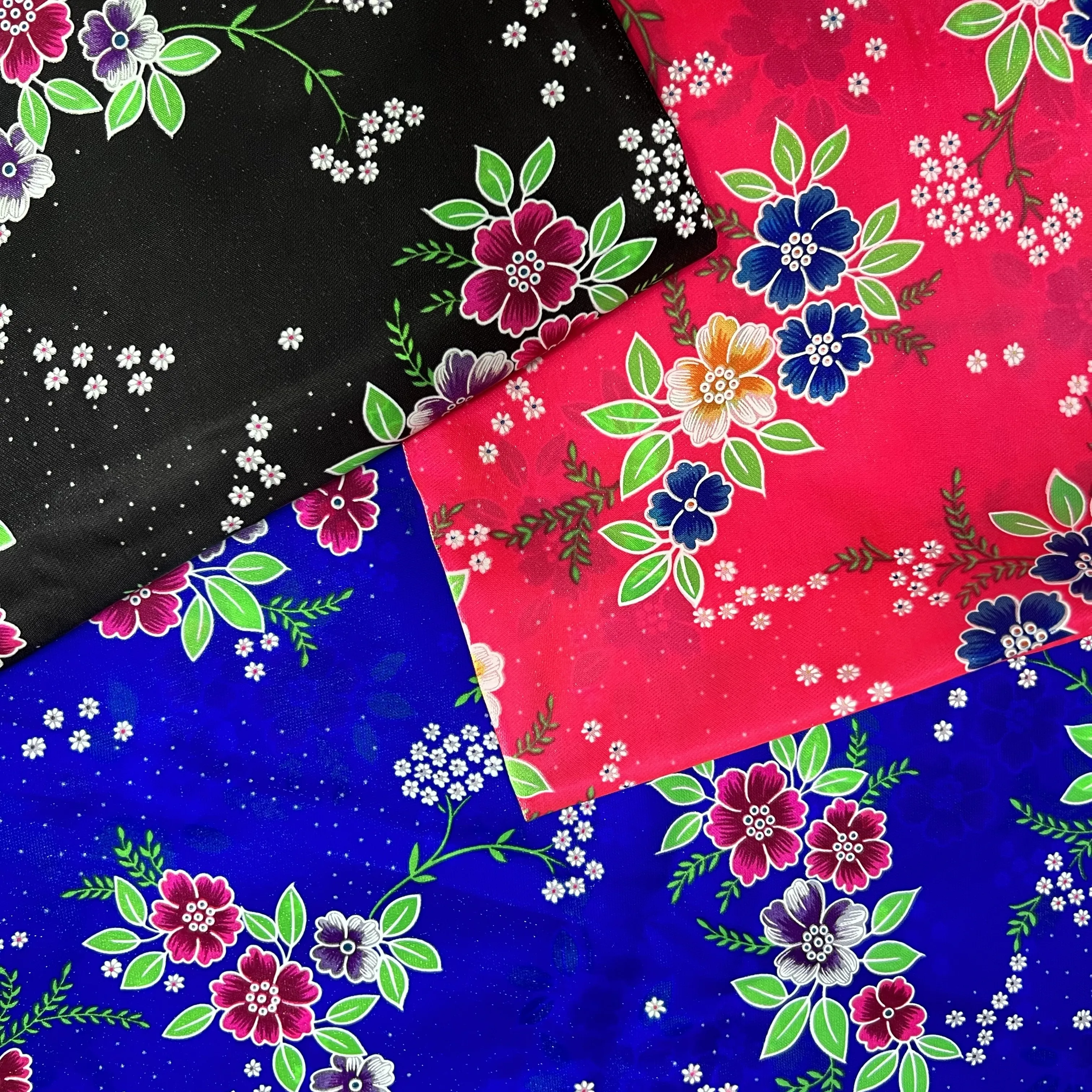 Светло-голубая атласная ткань с золотой нитью, 100% нейлон, японский атлас с цветочным принтом