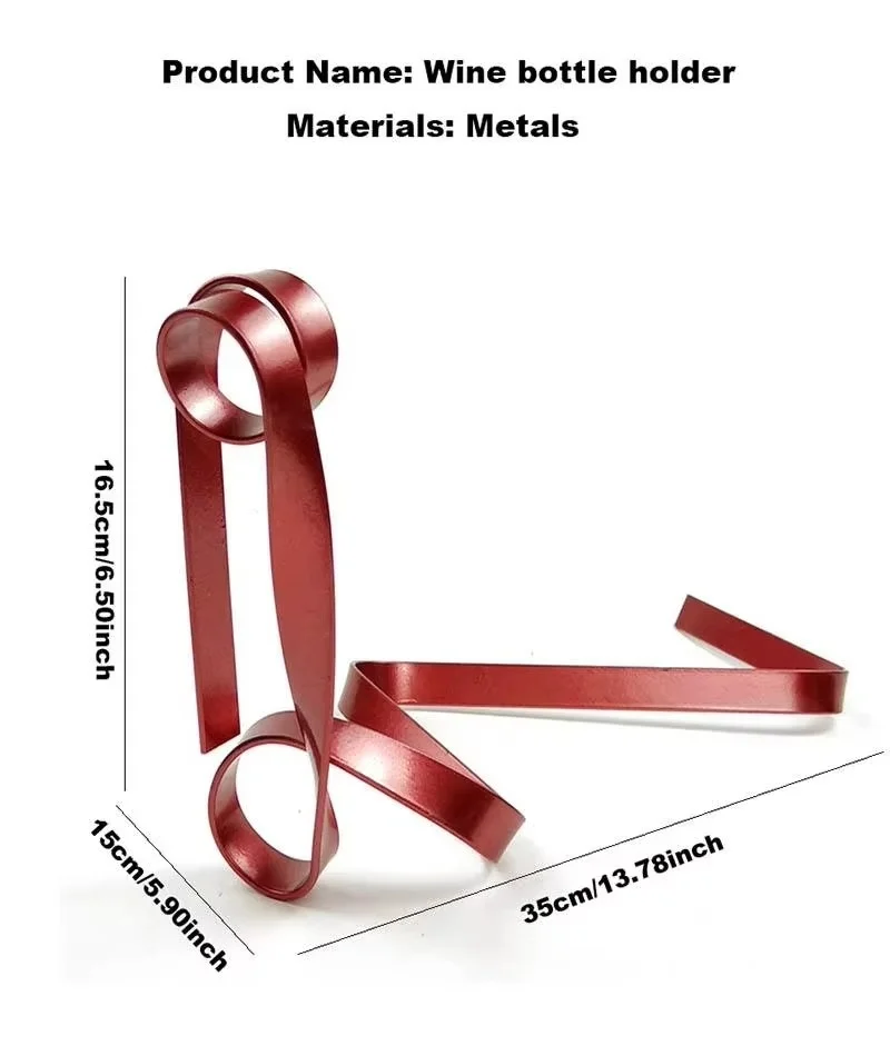 Colorful Ribbon Iron Wine Bottle Holder Creative Iron Suspended Wine Rack Bar Tabletop Wine Display Rack Bottle Holder