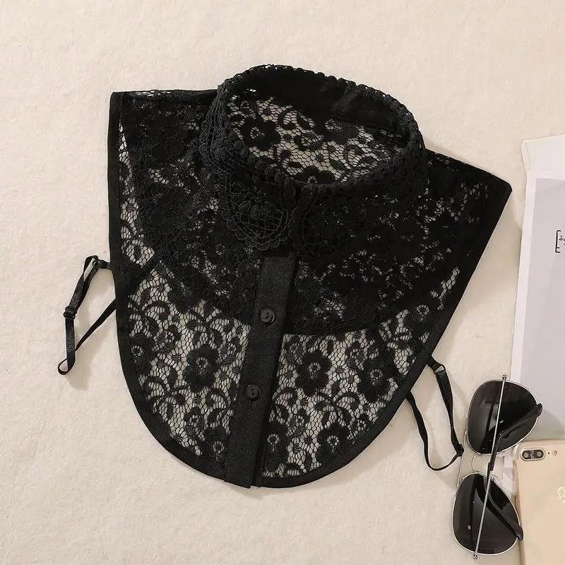 cheap  lace black floral see through decoration collar