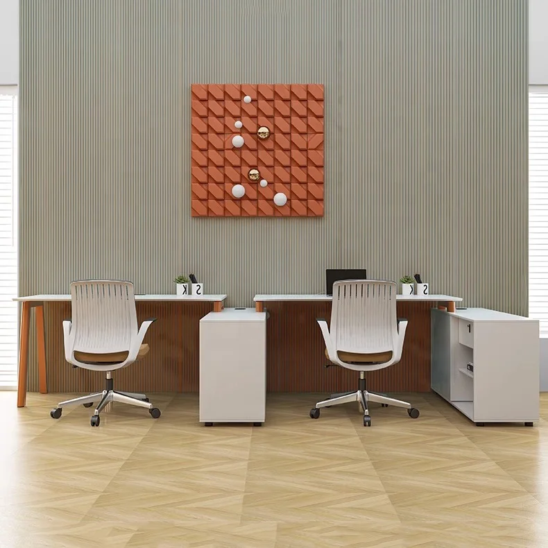 White Modern Desk Office Furniture Desk Table Workstation For 2 People