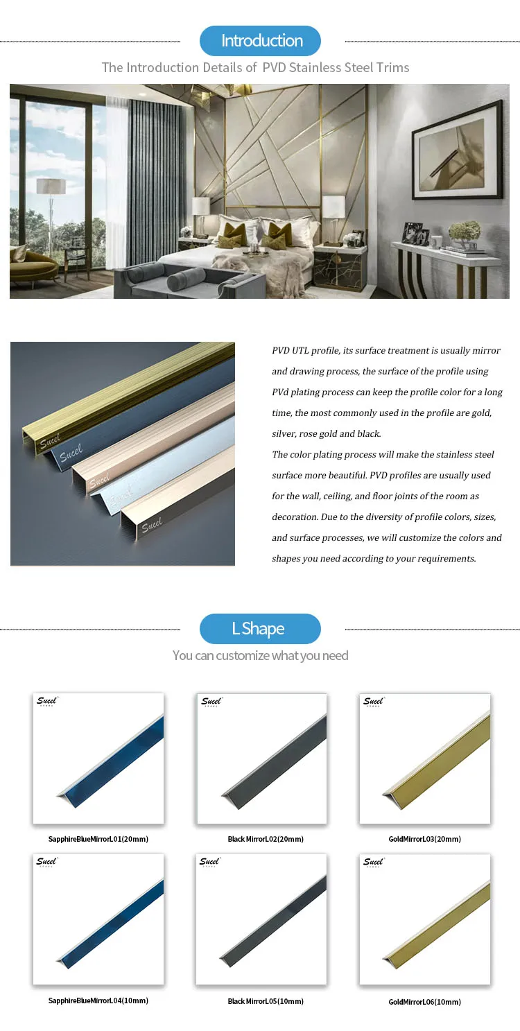 SUCEL Brass Color Stainless Steel Metal Inserts Strips Tile Trim V Groove L Shape Custom Bronze Profile.jpg