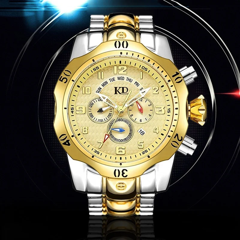 Man Quartz Watch Stainless Steel Buckle Sapphire Glass Men Sport Large Dial Stainless Steel USA Quartz Men Watch