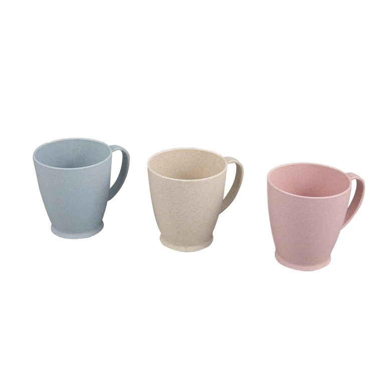 TD1 Reusable Wheat Straw Mug Drink Cup BPA FREE Tumbler Cup Handle Coffee Mug