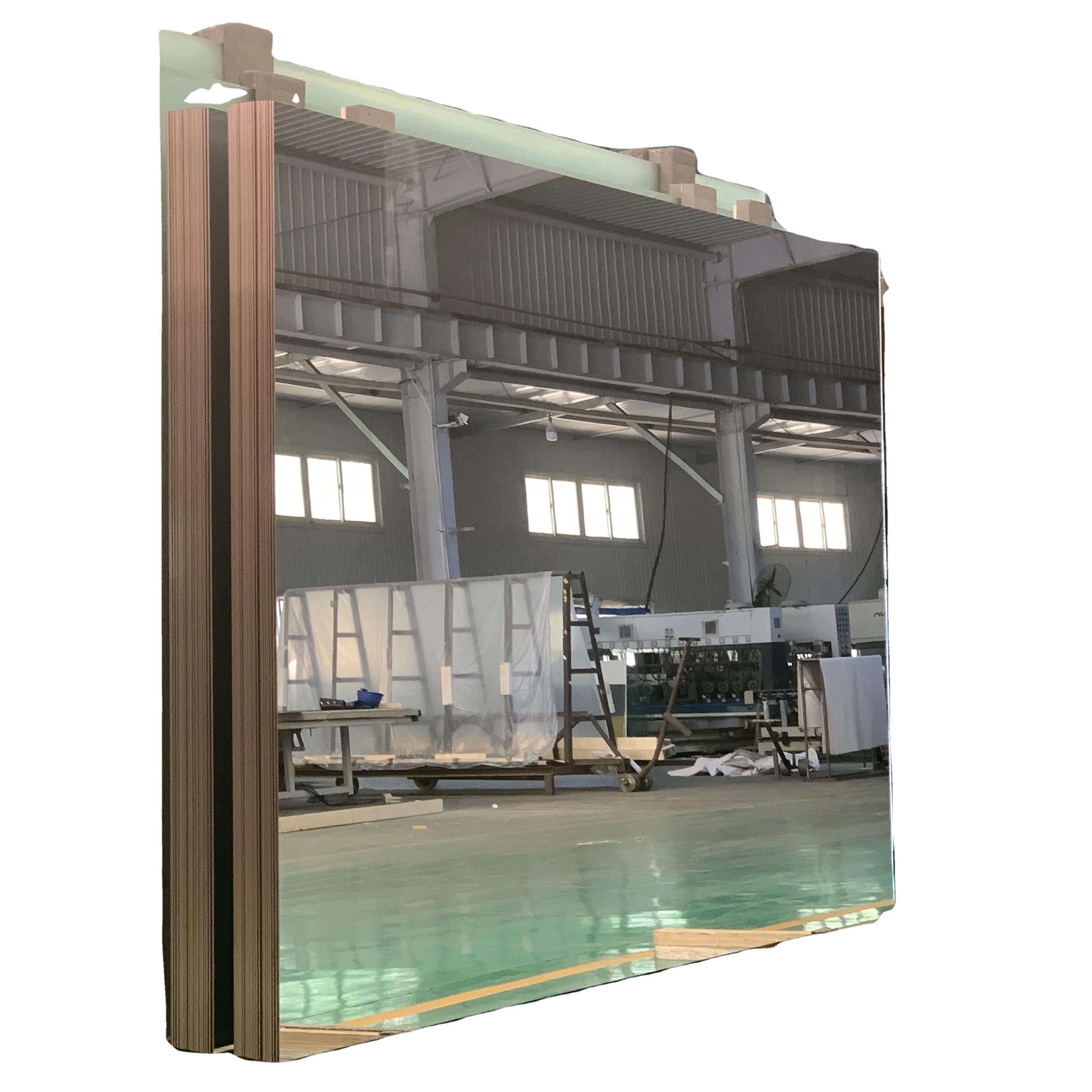 Оптовая продажа Безрамное защитное большое 4x8 алюминиевое стекло настенное для студии танцев Серебряное зеркальное