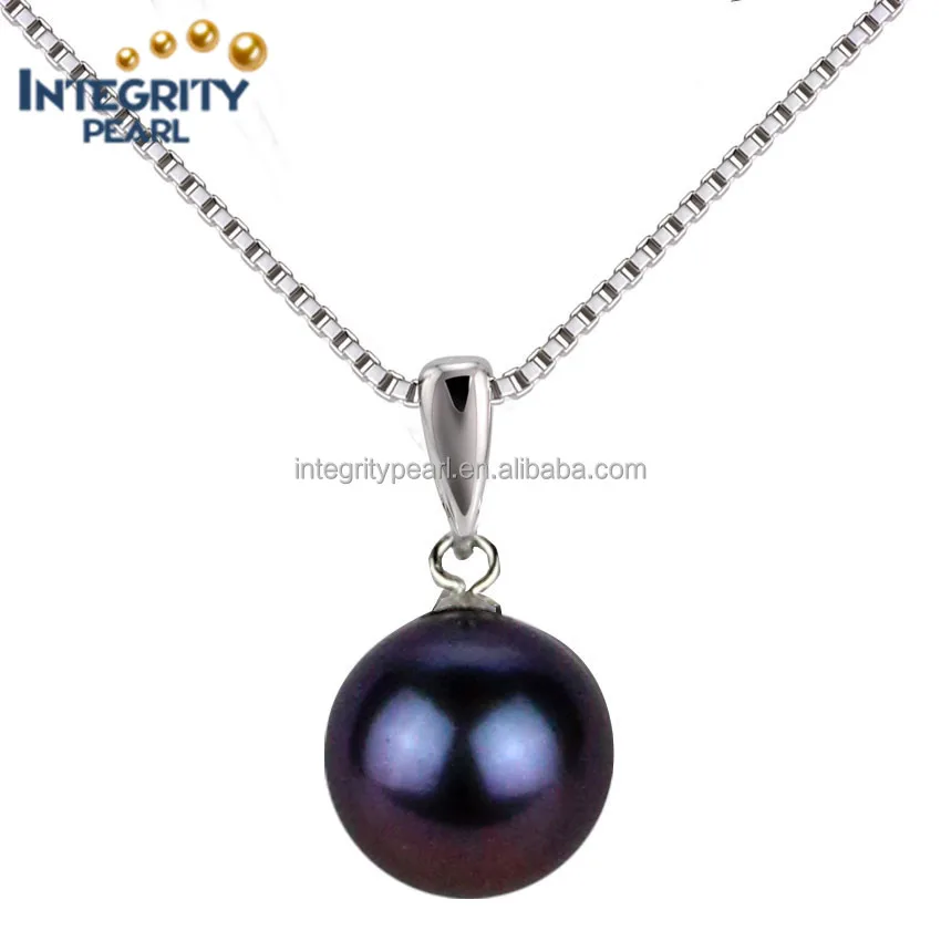 8-8.5mm 3A perfect round pearl pendant sterling silver