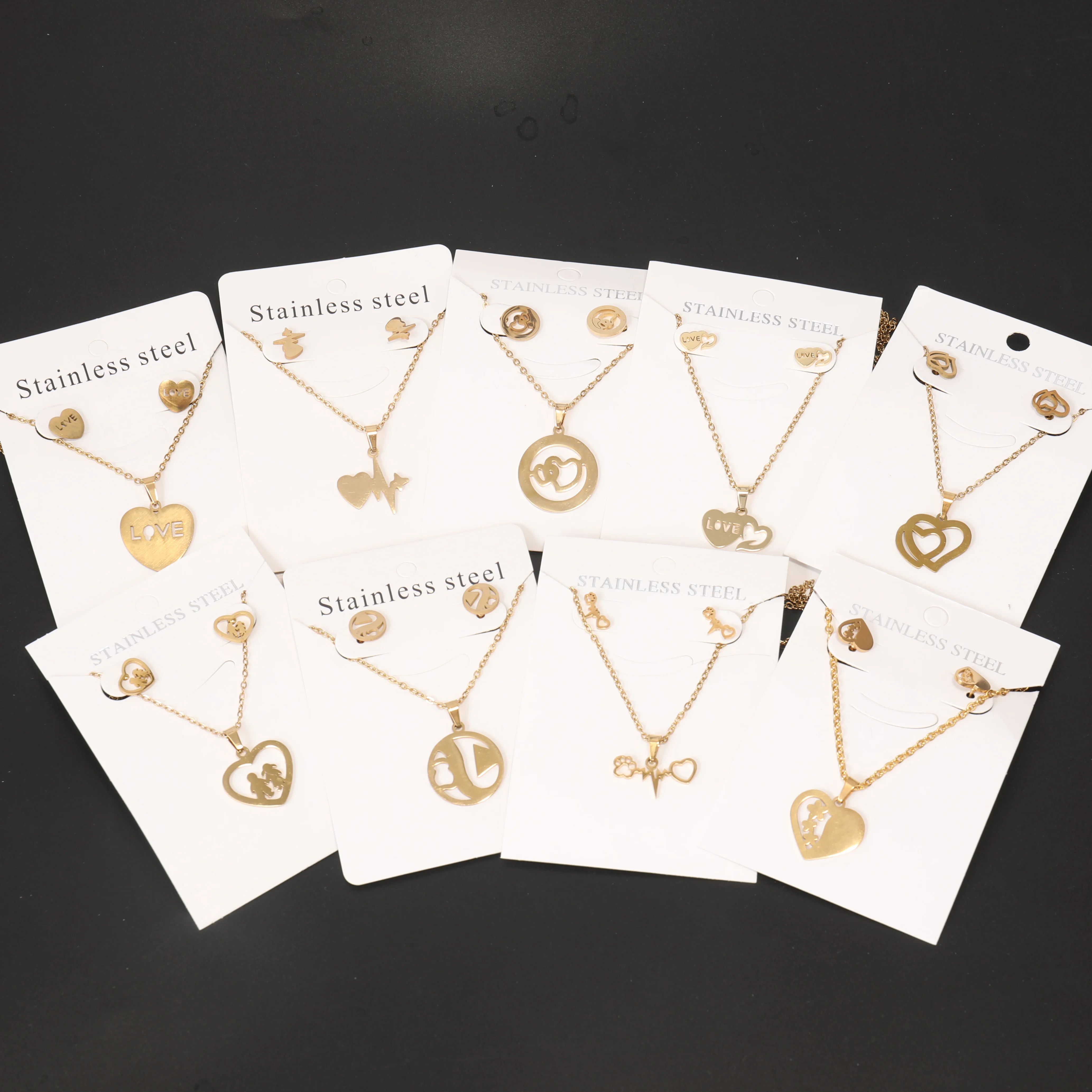 2023 Fashion Jewelry Necklace Non Tarnish Jewelry Stainless Steel Earring Gold Plated Stainless Steel Jewelry for Women Set