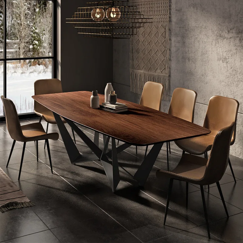 Rectangular Walnut Dining Table and Chairs Modern Nordic Furniture Solid Wood Dining Table Home Furniture Wooden 7 -15 Days 5pcs