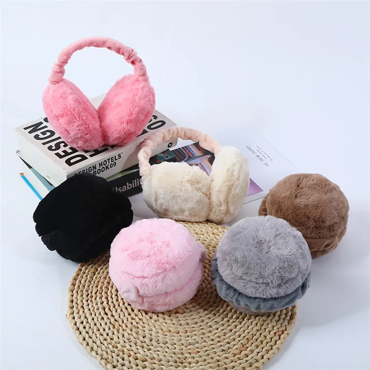 
winter new foldable cute hamburger earmuffs warmer earflap fashion women ear muffs 