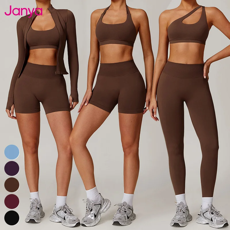 New Sportswear Seamless Knitted Workout Clothing Scrunch Butt Lift Sports Leggings 2 Piece Set Gym Fitness Yoga Sets For Women