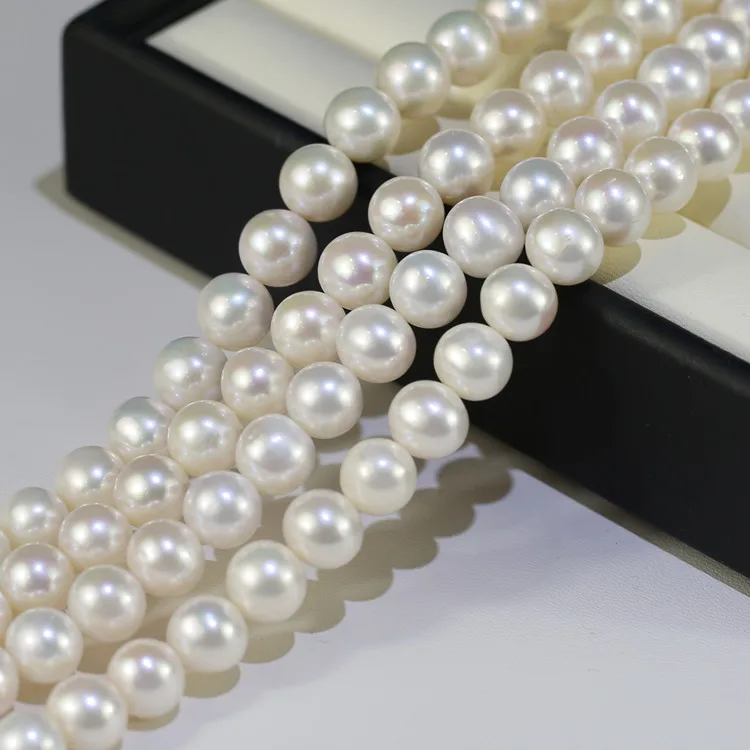 10-11mm AA near round semi round close to round cultured pearl oyster freshwater pearl string beads for necklace
