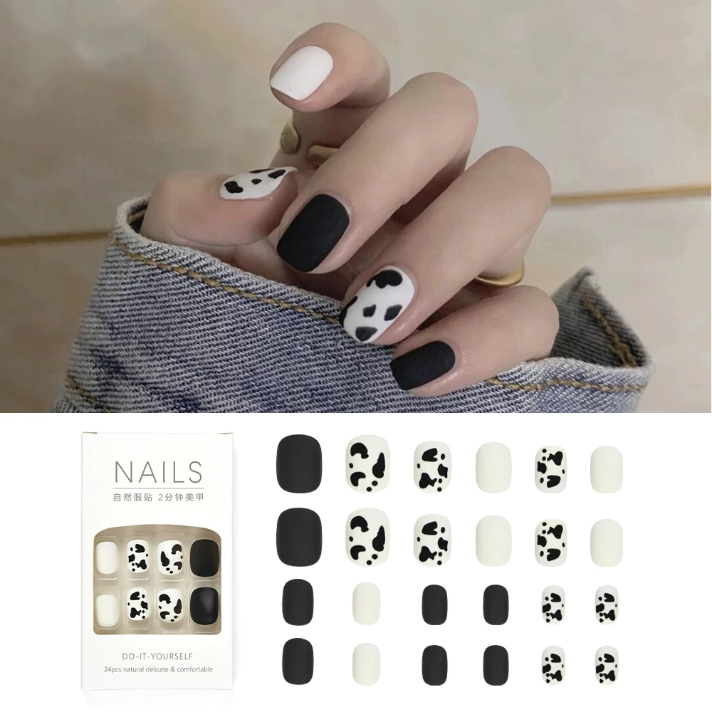 New Leopard Nails Press On French Coffin Acrylic Nails Artificial Fingernails Handmade False Gel Nail Tips for DIY