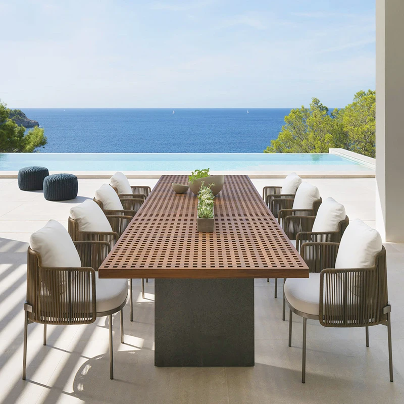 Уличные Антикоррозийные деревянные столы и стулья на открытом воздухе вилла сад дизайнерский балкон водонепроницаемый внутренний двор