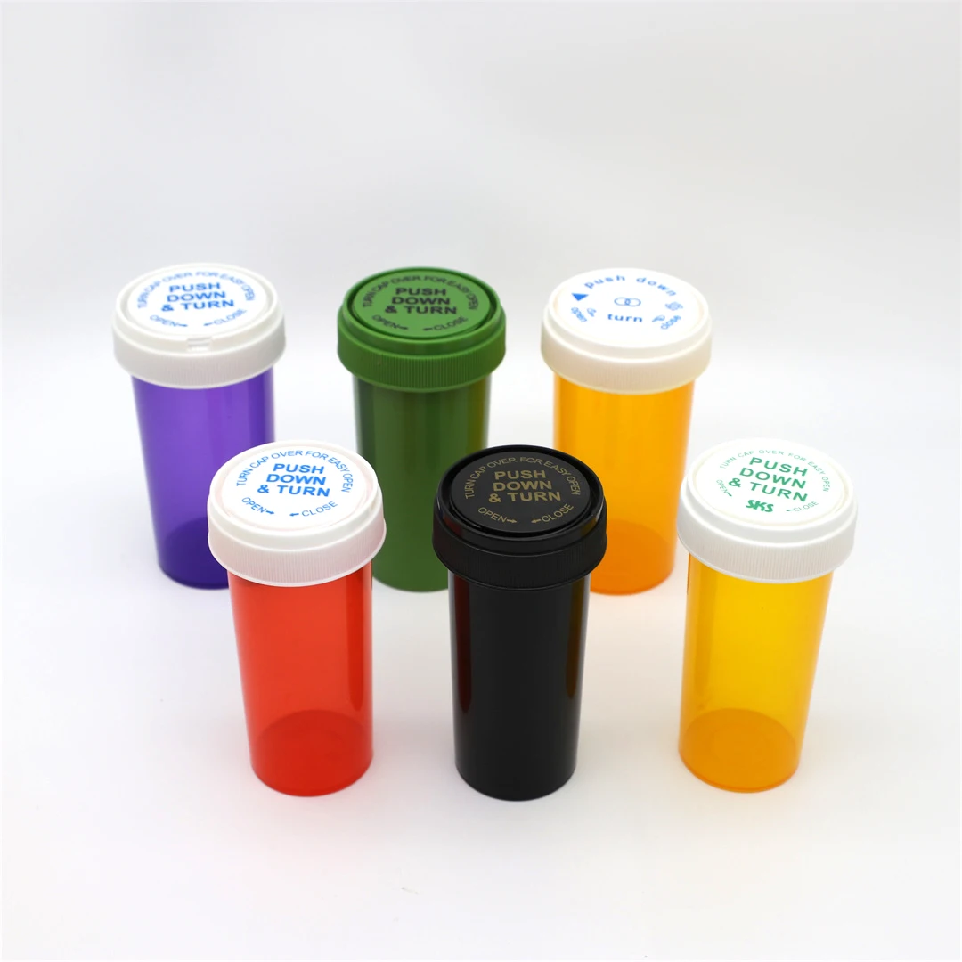8 Dram plastic medicine pill bottles child resistant caps empty pill holders organizers for vitamin fish oils supplements 30cc