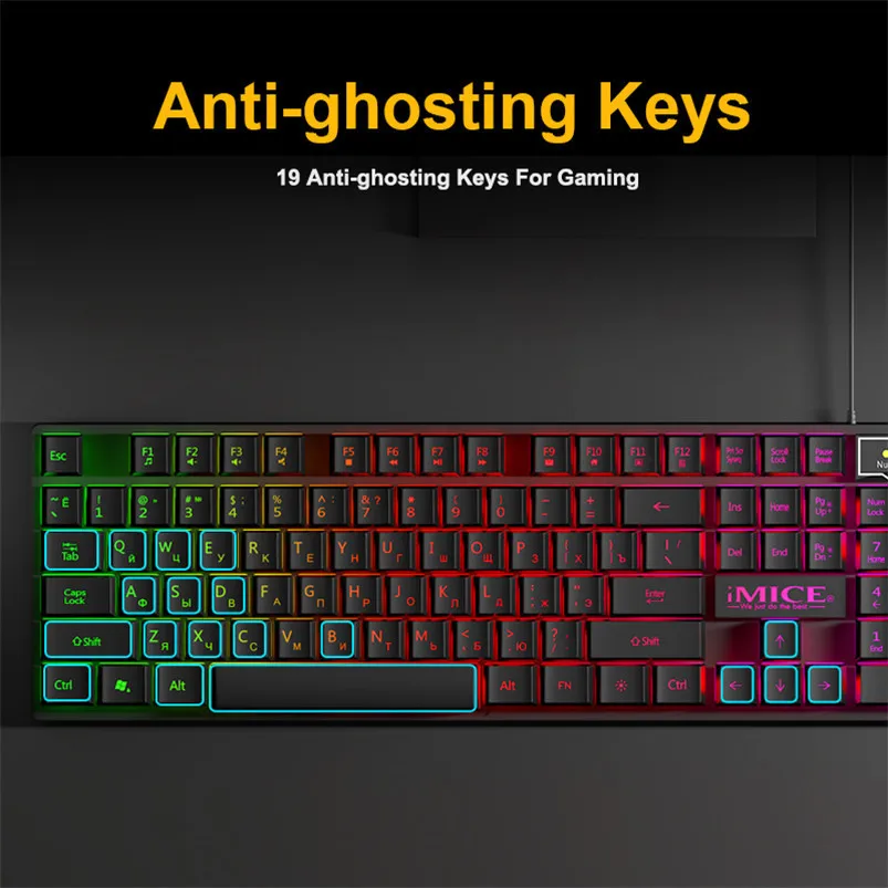  RGB Backlight Colored Wired Gaming Keyboard and Mouse Combos Russian Keyboards PC Laptop Gamer Daily