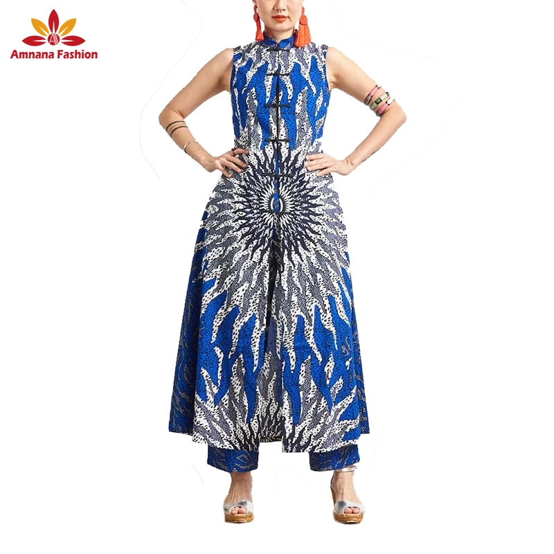 Beautiful Cheongsam african wax print ankara sleeveless long dresses for women clothes best quality