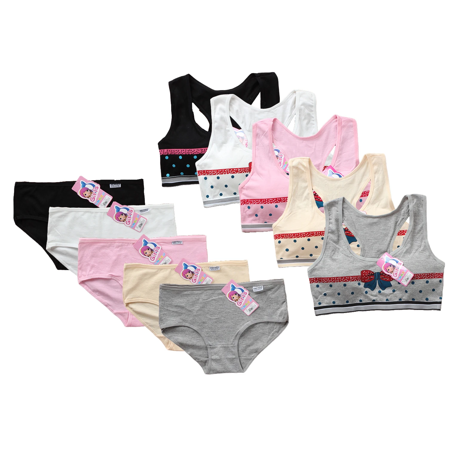 
Pure Cotton vest Double Layer underwear set teens Suit Hipster Panty and Bra Puberty Little Girl 