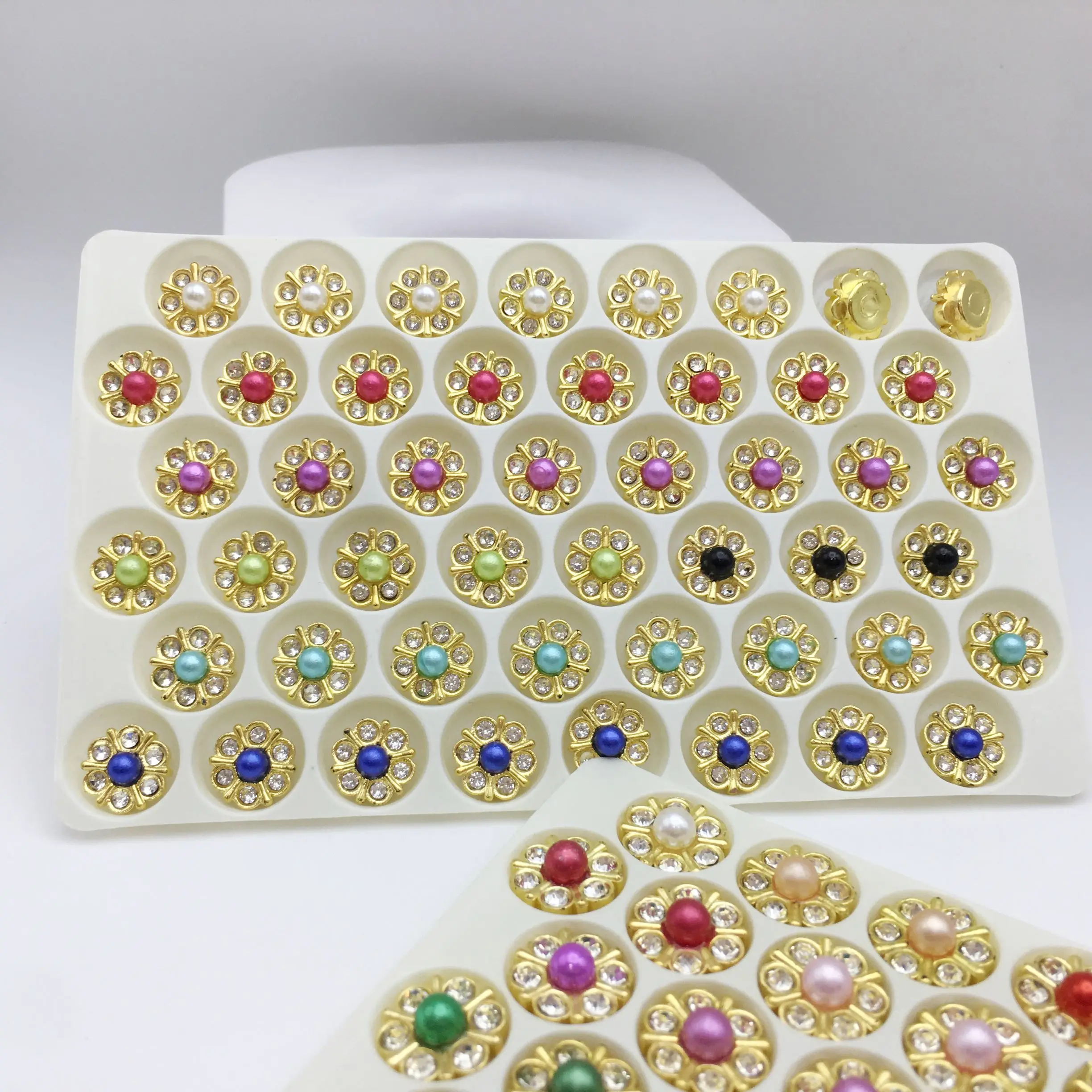 SINRONG 10mm Plum Blossom Diamond Buckle DIY Machine Printed Jewelry Cross Color Flower Diamond Pendant Accessories
