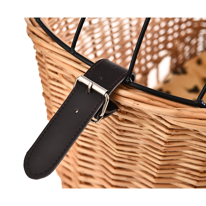 High Quality Shampoo Bicycle Bike Garden Handmade Natural Vine Pet Cat Dog Carrier Handlebar Basket