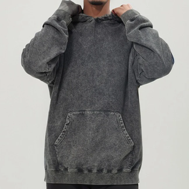 Plus Size 420gsm Heavyweight Custom Oversized Men Acid Wash Hoodies Vintage Plain Hoodies