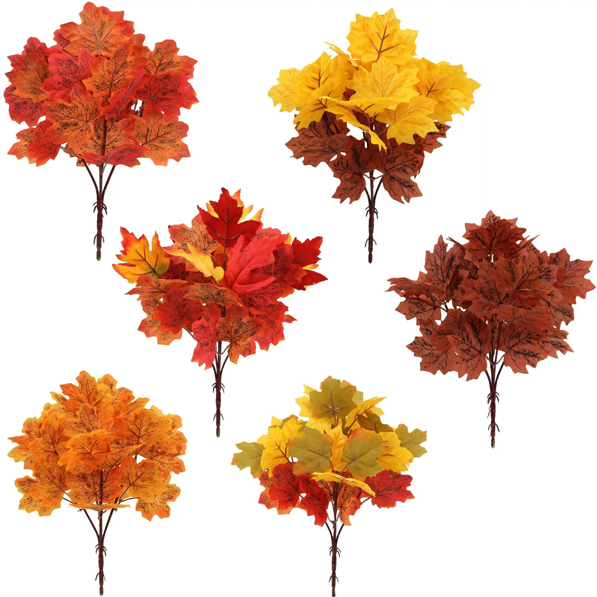 Artificial Maple Leaves Branches Fake Fall Maple Shrubs for Thanksgiving Christmas Festival Garland Decoration