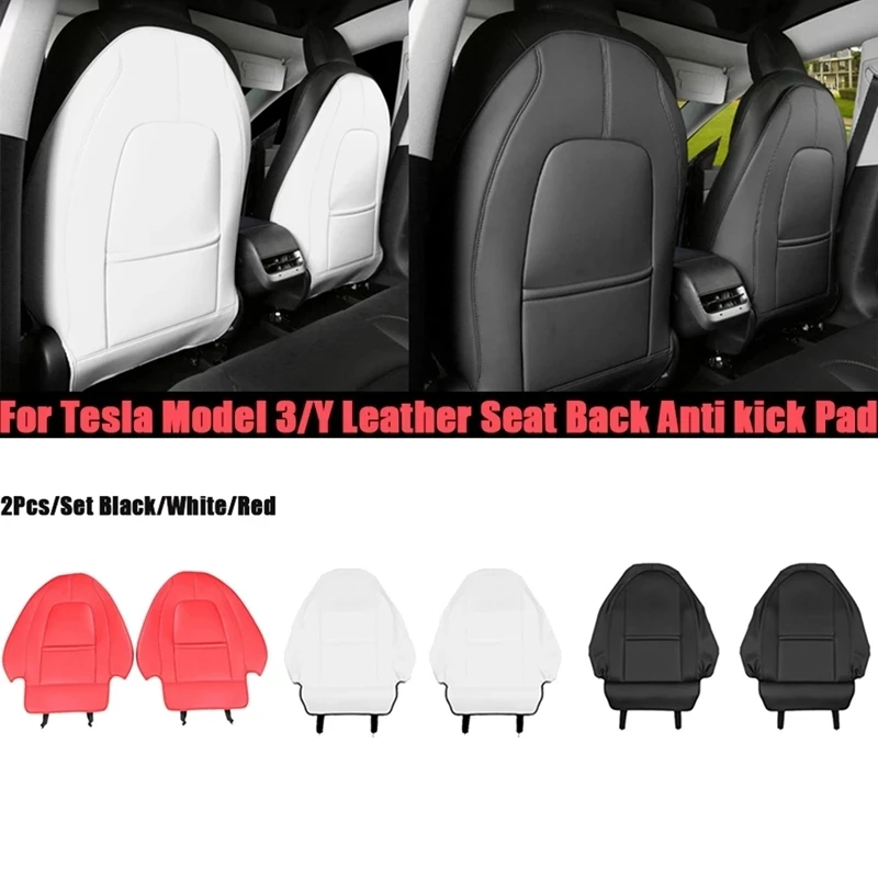 ther Anti Kick Pad Anti Dirty  Protector Accessories Seat Cushion  PU Leather Car Cushion  For Tesla Model 3 / Y