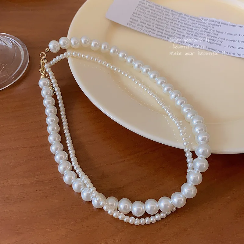 Hot sales in 2023 luxury fashion personalized double layer pearl fine jewelry necklaces