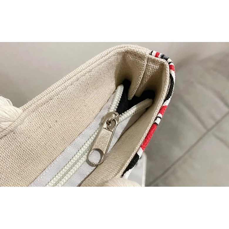 High Quality Reusable Large Canvas Shopping Tote Bag with Zipper Japanese Style Cotton Canvas Tote Bags