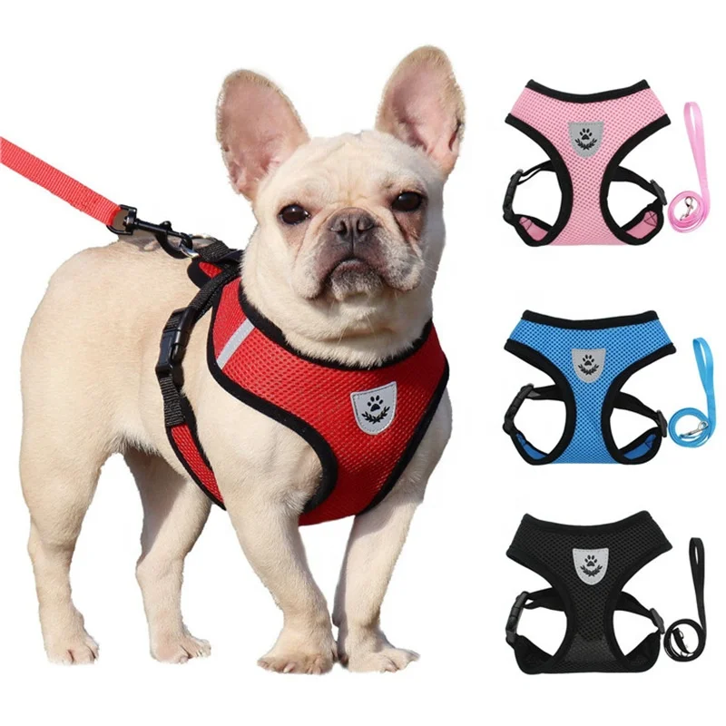 Lamb Fashion Breathable Reflective Adjustable Mesh Summer Small Dog Harness Set with Leash For Pet Harnesses